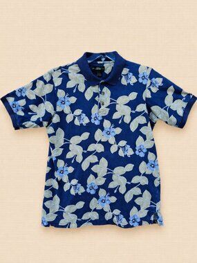 Hill & Archer Hawaiian Tropical Print Short Sleeve Cotton Polo Shirt - L